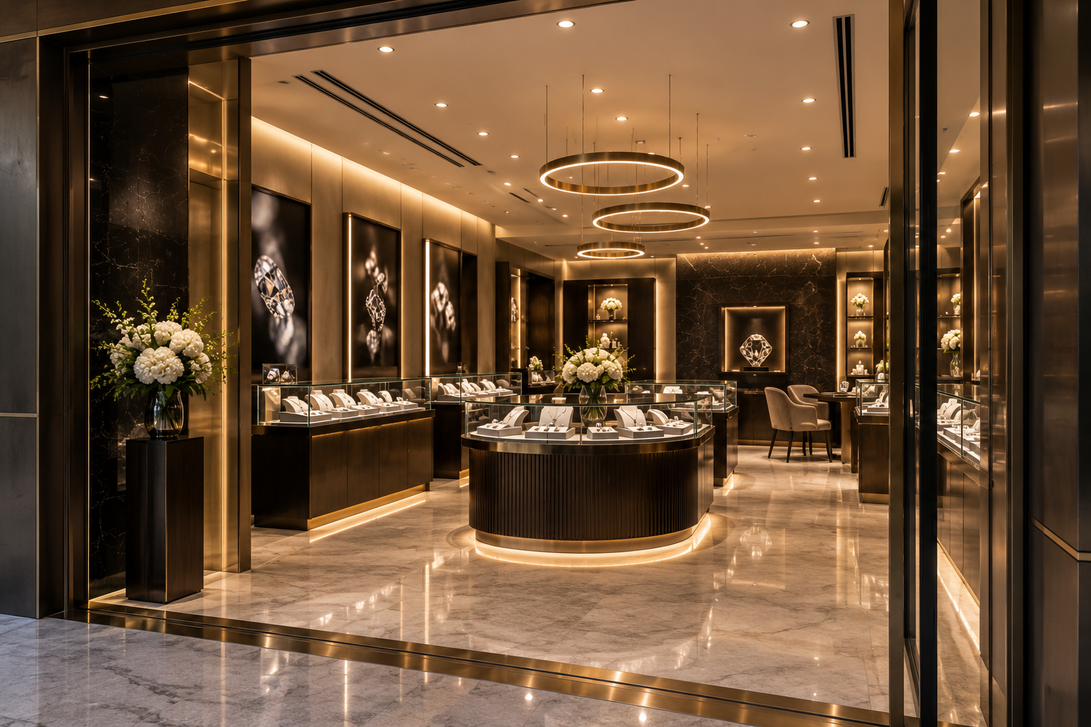 Luxury jewellery showroom interior